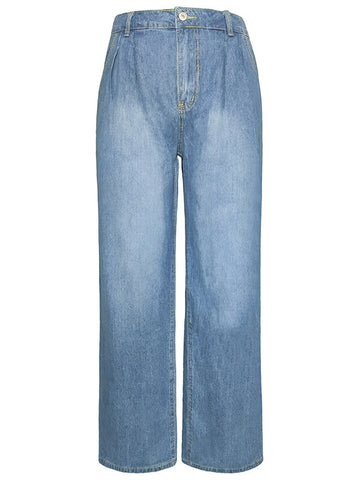 Airchics longue jeans larges jambes évasé boutons avec poches taille haute femme mode